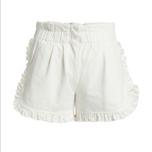 Sea White Denim Shorts with Ruffles
